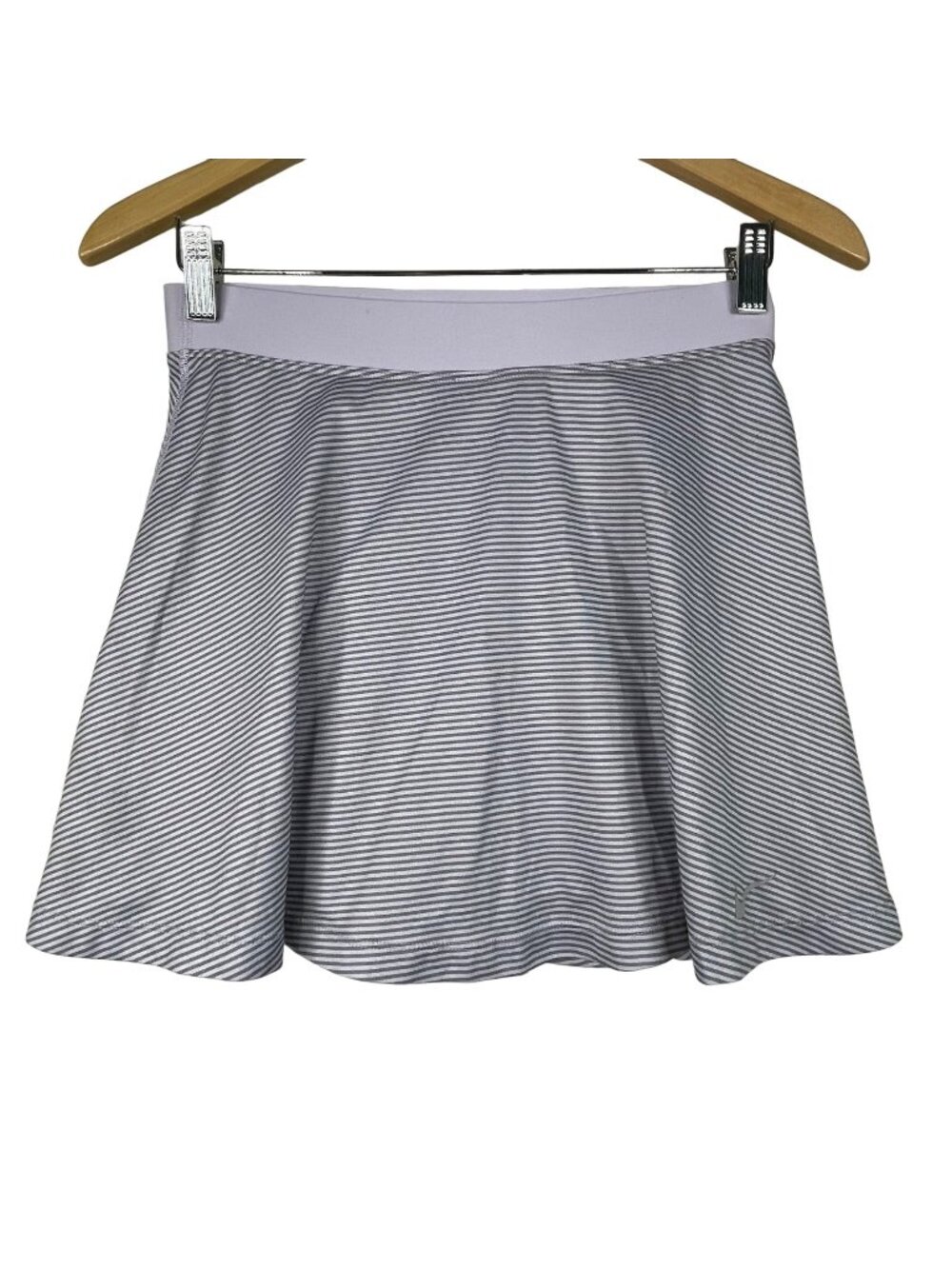 Nike Dri Fit Skort Large Striped Tennis Golf Athleisure Golf Swoosh Gray